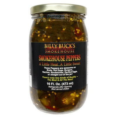 Billy Buck's Smokehouse Sweet Heat Jalapeno Peppers Barbecue Quality 16 Oz Jar