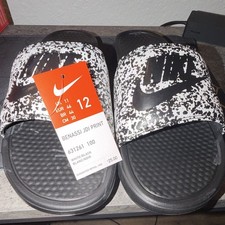 Nike Benassi JDI Print Slide Sandals Black/White Speckled US 12 M 631261-100