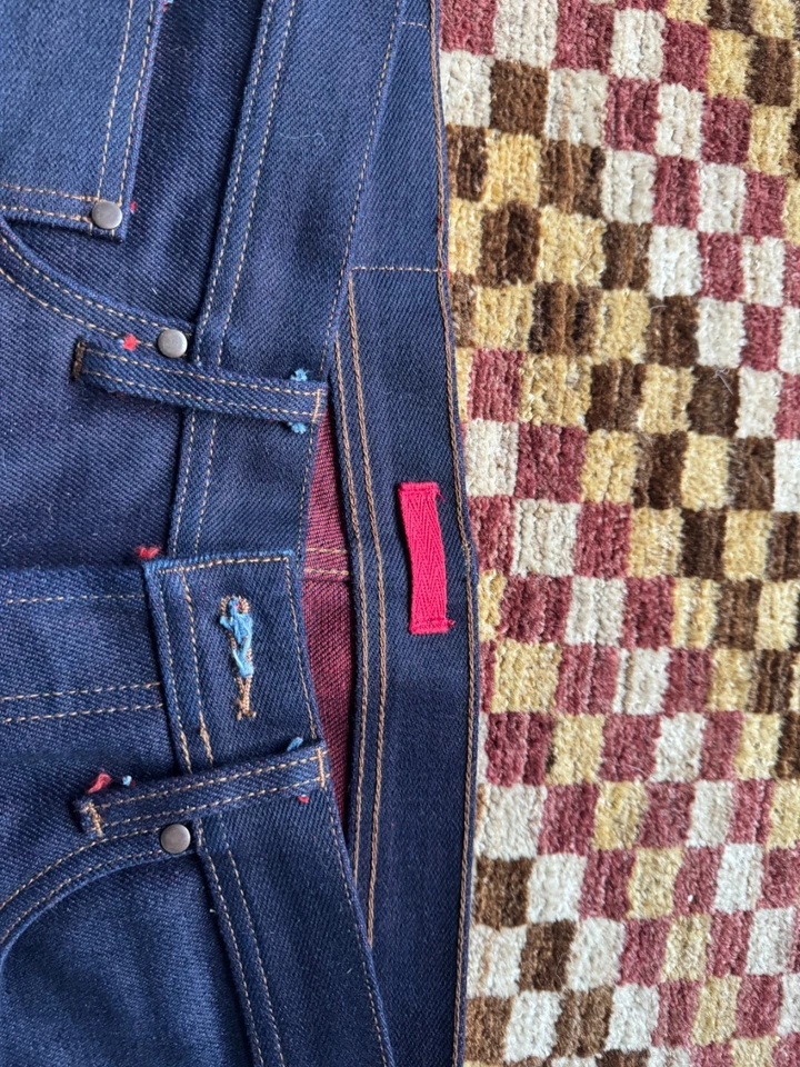 Небрендовый джинсовой ткани мужской экстремальный тяжелый вес джинсы совершенно новый синий и красный - Изображение 2 из 4