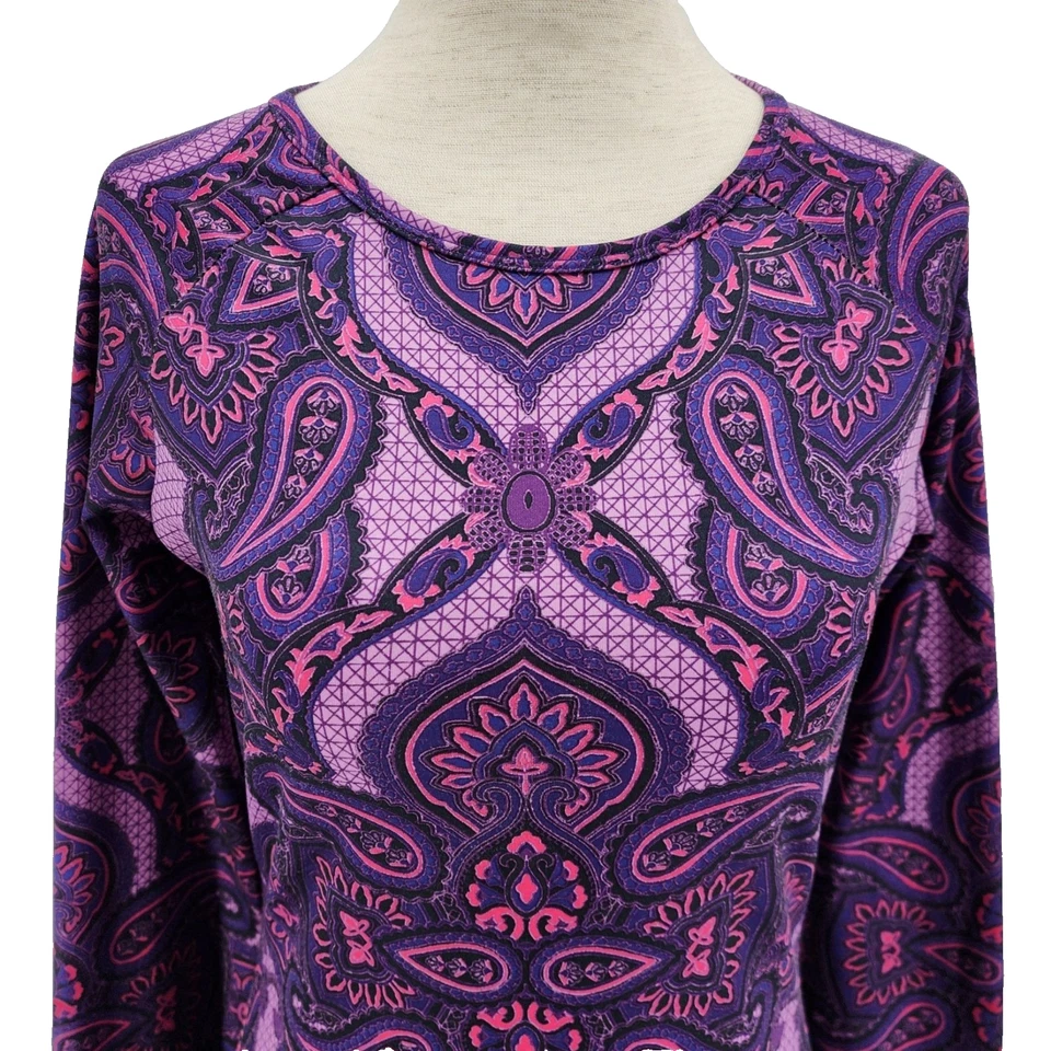 Top Athleta para mujer XS Sierra Nevada estampado cachemir púrpura manga larga agujeros para el pulgar Foto 2 de 4