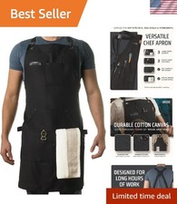 Chef and BBQ Apron with Bottle Opener and Hand Towel - 10oz Cotton Canvas, St...