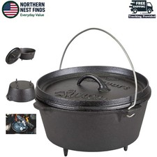 Stansport Pre-Seasoned 4 Qt Cast Iron Dutch Oven with Lid - Perfect for Families