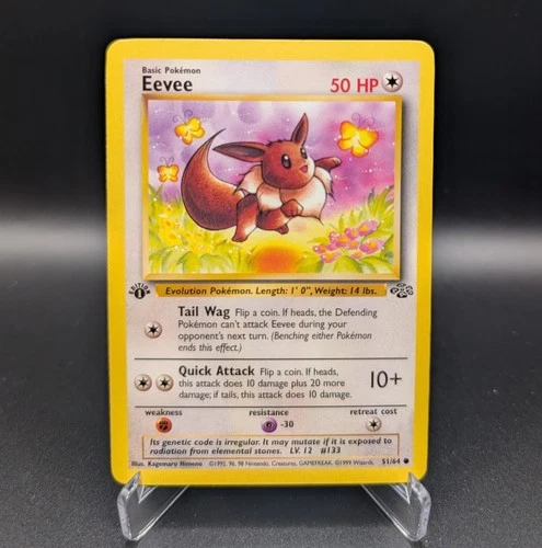 Eevee - 1st Edition - 51/64 Jungle - LP - Pokemon TCG WOTC Vintage 1999