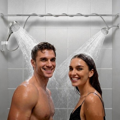 High Pressure Dual Shower Head Set with Handheld Fixed Unit for Couples