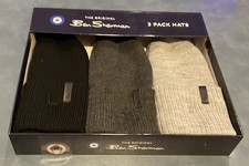 Ben Sherman Beanie Winter Hat Cap 3 Pack Gray, Dark Gray & Black Cuffed NIB