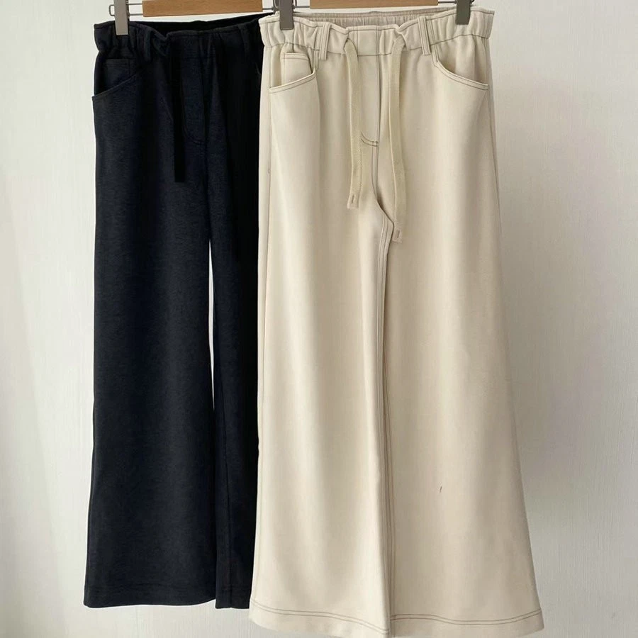 Pantalones deportivos rectos Brunello Cucinelli para mujer otoño invierno lana cintura elástica Foto 2 de 4