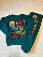 Vtg 80s Wild Thunder Lone Wolf Expedition Crew-neck Sweatshirt Pants Nature