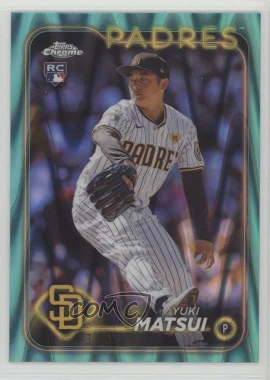2024 Topps Chrome Aqua RayWave Refractor /199 Yuki Matsui #116 Rookie RC 18j9