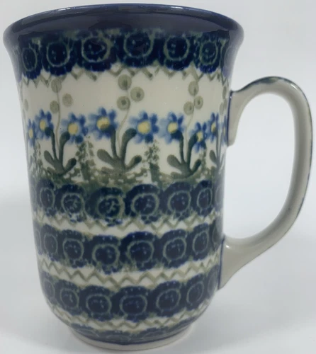 Polish Pottery Boleslawiec Bistro Mug Floral Unikat M.K. 134 Poland Hand