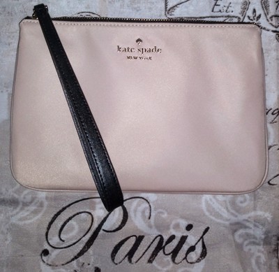 KATE SPADE NY Chelsea Medium Wristlet Pouch Bag Colorblock Warm Biege NWOT!  