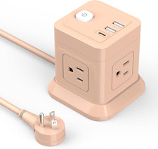 Cube Power Strip, 4 Widely Spaced Outlet with 3 USB 1 USB C Flat Plug Power S