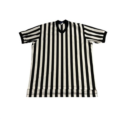 Dalco Athletic Referee Jersey Adult 2XL Black White Striped V-Neck Excellent