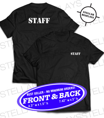 STAFF Guard Bouncer Security Event T-Shirt Short Sleeve Black Small Large XLarge