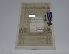 ATTESTATO E MEDAGLIA COMMEMORATIVA CON GLADIO FIRMATO DAL CAPO DEL GOVERNO 1937