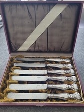 6 Messer  13 Lot Silber  mit  Etui