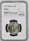 Brazil 400 Reis 1937 NGC MS 64