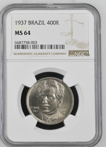 Brazil 400 Reis 1937 NGC MS 64 - 第 1/2 張圖片