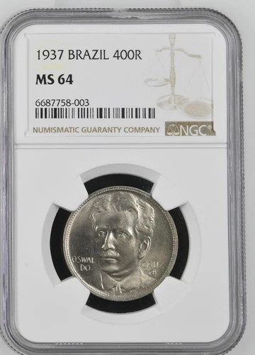 Brazil 400 Reis 1937 NGC MS 64