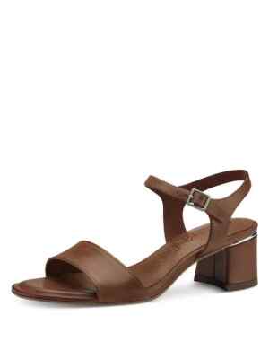 Tamaris Ladies Nut Leather Block Heel Buckle Strap Leather Lined
