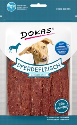 DOKAS - Pferdefleisch getrocknet Pferd Hundesnack Snack Hund 12er Pack (12x 60g)