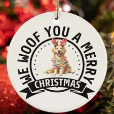 We Woof You A Merry Christmas Golden Retriever Dog Lover Ornament Gift Decor