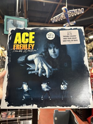 FREHLEY'S COMET Trouble Walking US PROMO stamp LP Vinyl 1989 Ace Frehley KISS
