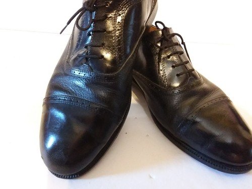 Stanley Blacker Size 10 Black Leather Lace Up Oxford Dress Shoes Italy - Picture 4 of 8