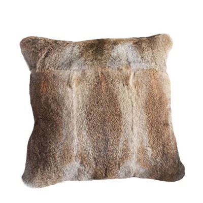 1x Real Rabbit Fur Pillow Cushion Case Sofa Cover Throw Decor Square Gray 24x24''