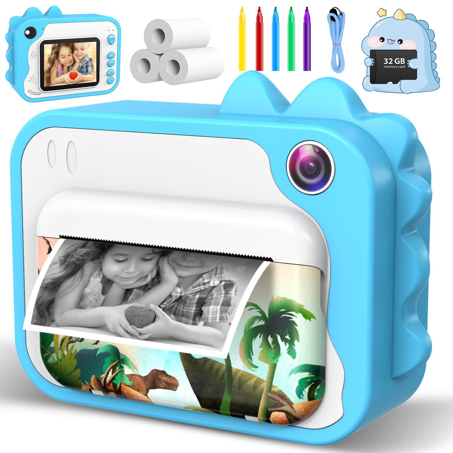 Kids Camera Instant Print, 12MP Kids Instant Camera Ink Free Print Digital Ca-image
