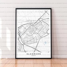 Alcorcon Spain Street Map Poster Print Unframed Urban Wall Art for Decor
