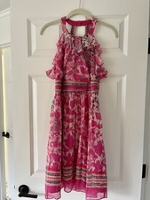 ECI for Anthropologie Short 100% Silk Pink Party Summer Wedding Size 2