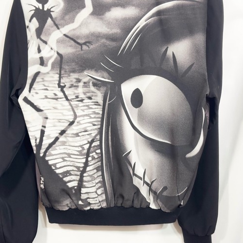 Nightmare Before Christmas Bomber Jacket Medium Halloween Zip Up Black 1676 - Picture 8 of 11