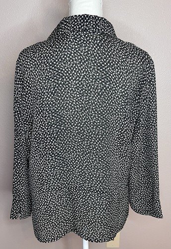 Emma James Women's Size 14 Black White Long Sleeve Blouse - Picture 3 of 6