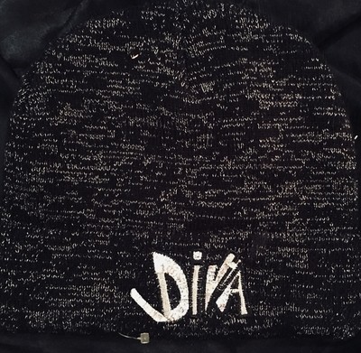 Brand New DIVA Silver & Black Knit Watch Cap Beanie DIVA On Cuff 