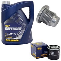MotoröL Set 10W-40 5 Liter + ÖLfilter SM 134 + Schraube FüR Renault Grand Modus