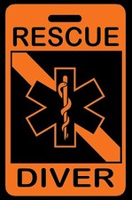 Safety Orange RESCUE DIVER SCUBA Diving Luggage/Gear Bag Tag - New
