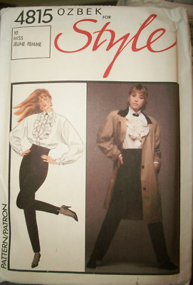 Miss Vintage OZBEK Style 4815 Pattern Coat Tuxedo Shirt Pant UNCUT Size 12 RARE