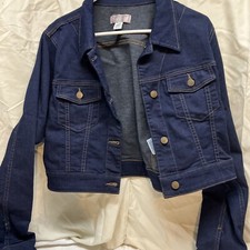 American Tradition Womens Guess Jeans Cropped Jean Jacket Made in USA Size LARGE