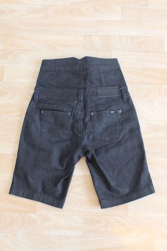 Only dunkle High Waist Jeans Shorts, Knöpfe, 5 pocket, langes Bein, Basic, W 26 - Bild 5 von 7