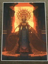 Futuristic Woman with Intricate Armor in Fiery Environment Poster 18x24in