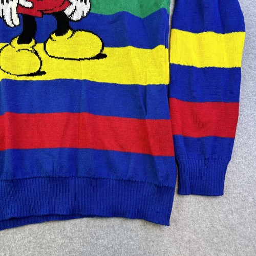 Disney 100 Mickey Mouse Sweater Adult XXL Blue Red Striped Knit Pullover Adult - Picture 6 of 12
