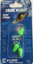 Crank Weight Tackle 1/8 oz-Clam Pro Tackle-(Glow In The Dark Green)RARE-SHIP 24H