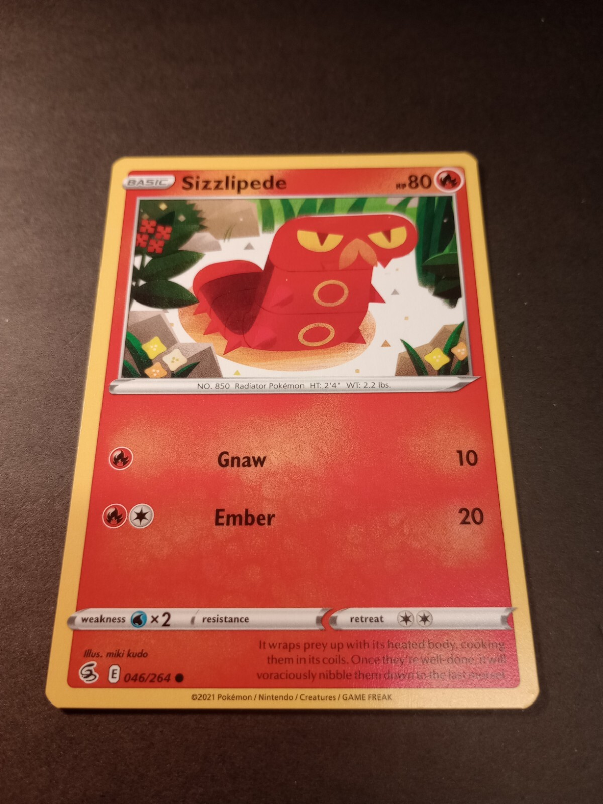 Pokemon Fusion Strike Sizzlipede Common Card 046/264 NM