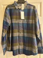 NWT Tommy Bahama Men Canyon Beach Bonfire Check Burnt Olive Flannel Shirt Small