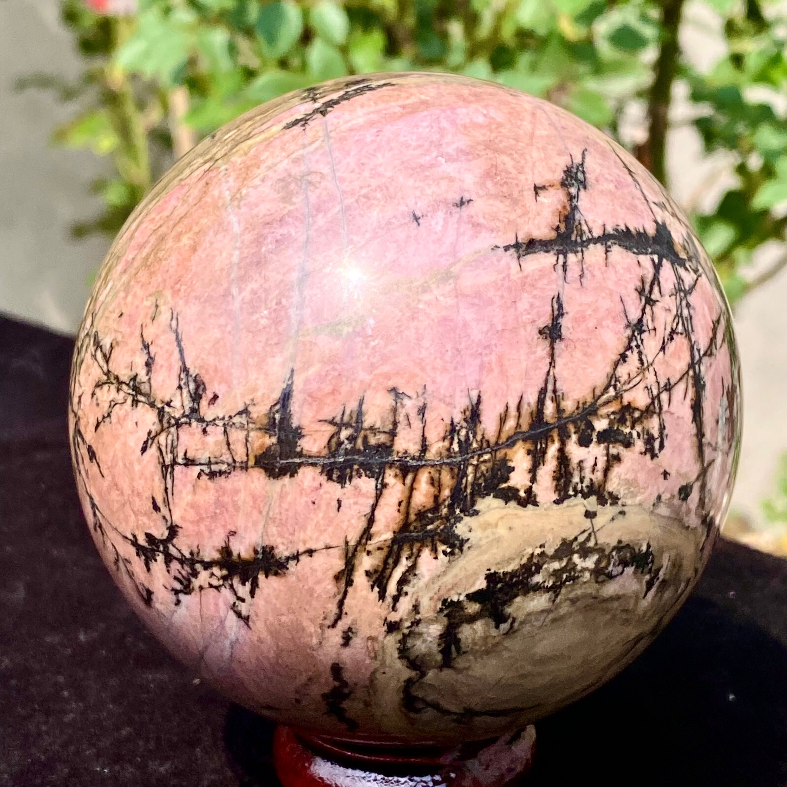 1.98LB Natural Peach Blossom Stone Crystal Ball for Soul Healing