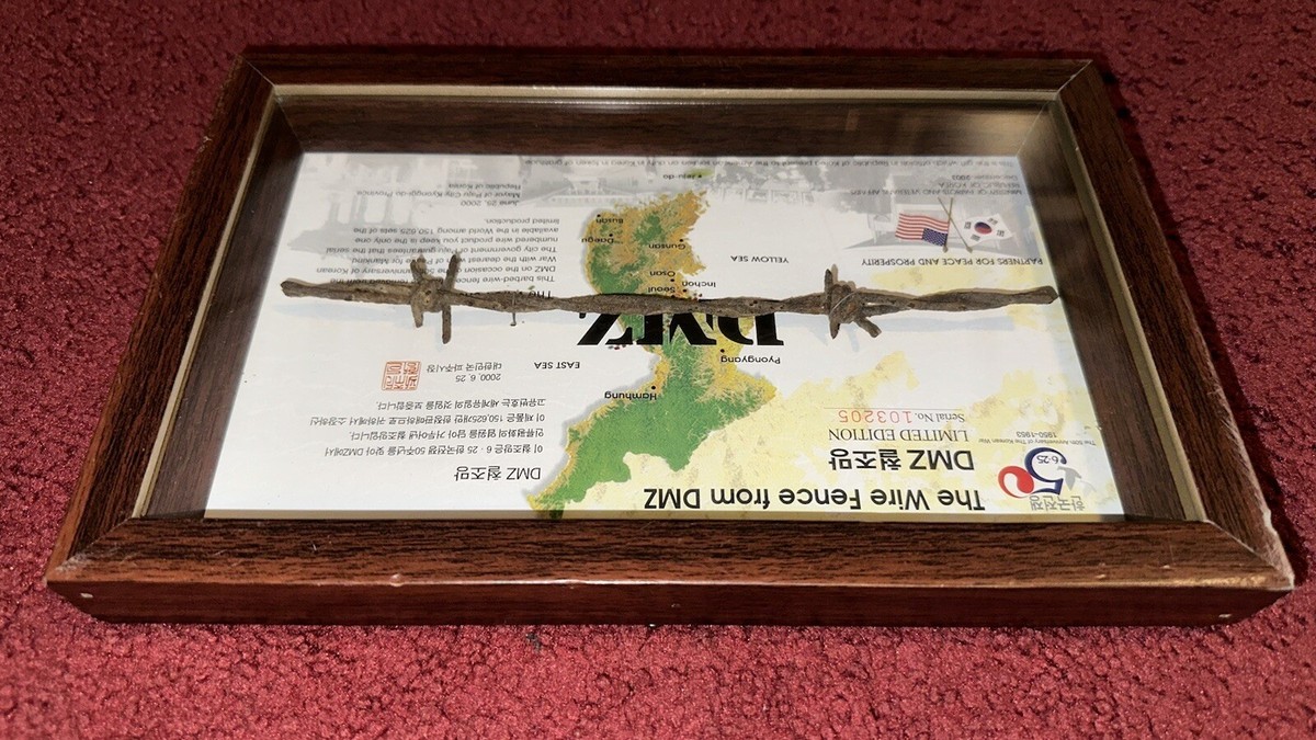Glass Framed Wire Fence from the 1950-1953 DMZ Korean War Limited