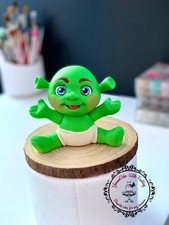 Baby Shrek Figurine Edible Fondant Handmade Birthday Cake Topper For Kids Party
