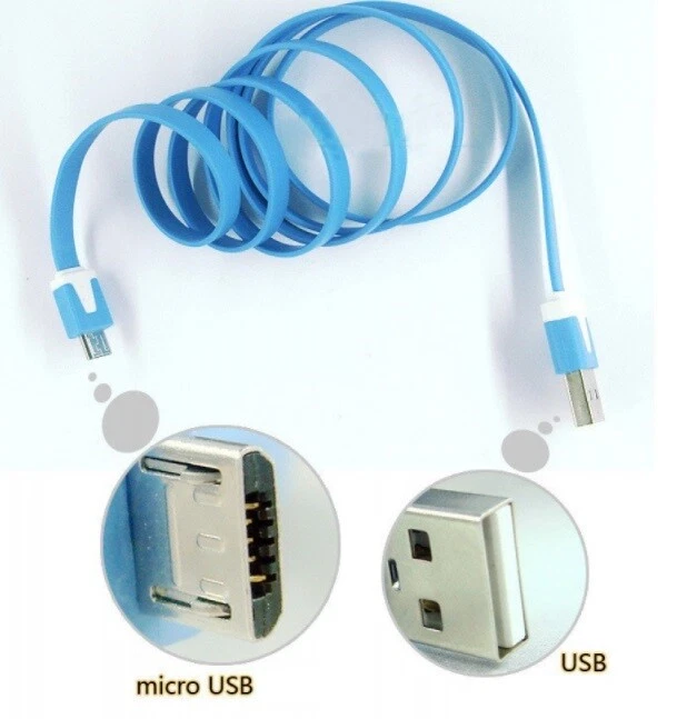 Flat Noodle Micro USB Charging Data Sync Cable for Samsung HTC LG Sony - SR1 - Image 3 of 3
