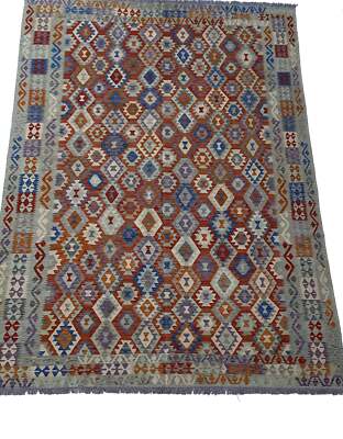 8x12' Multi-Color Red Kilim Rug K-39