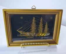 Unique Framed Gold CUTTY SARK Shadow Box Picture Watch Gears John Nash Steampunk
